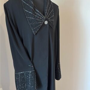 Elegant Black Women's Coat with Embellished Details